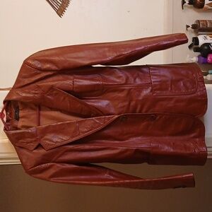 Opera‎ Brown Leather Blazer. Wms. Sz.S